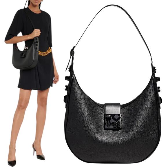 Christian Louboutin Handbags - Christian Louboutin Carasky Small Empire Stud Leather Shoulder Bag Black